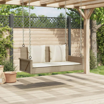Panchina a Dondolo con Cuscini Beige 119x56x48 cm in Polyrattan | homemem39