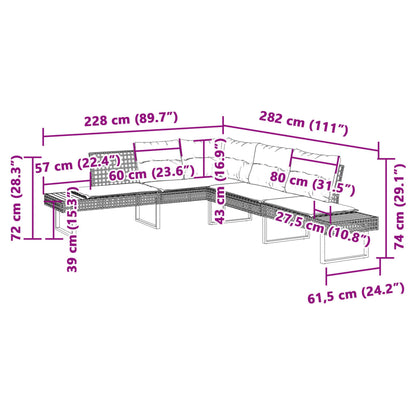 Divano da Giardino con Cuscini a L Grigio Polyrattan e Acacia | homemem39