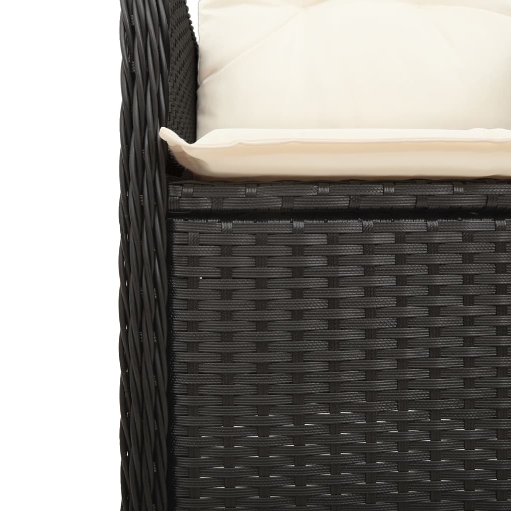 Sedia Reclinabile da Giardino con Cuscini Nera in Polyrattan - homemem39