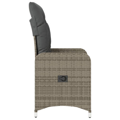 Reclining Garden Chair with Cushions Gray in Polyrattan