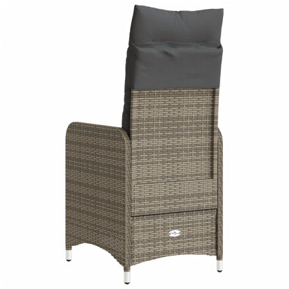 Reclining Garden Chair with Cushions Gray in Polyrattan