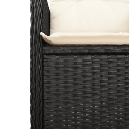 Reclining Garden Chairs 2 pcs with Black Polyrattan Cushions