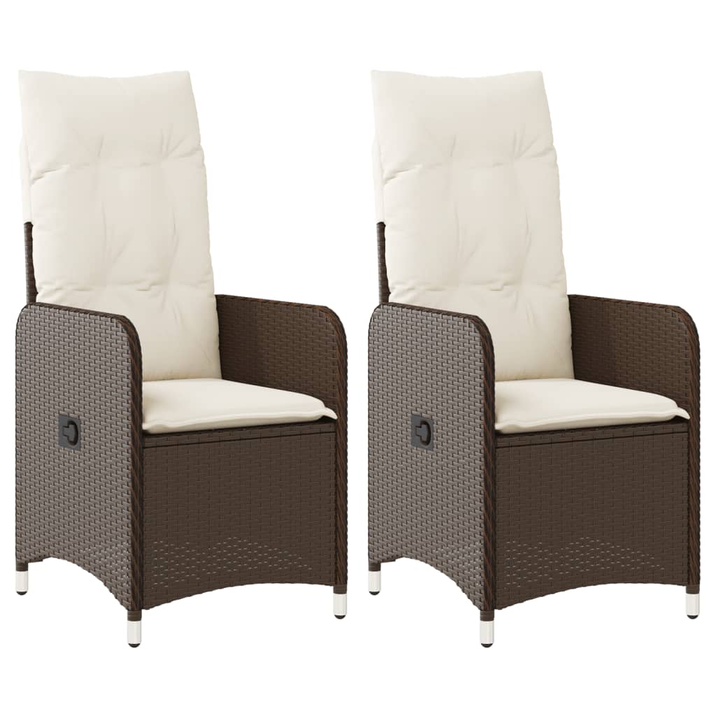 Sedie Reclinabili Giardino 2pz con Cuscini Marrone Polyrattan - homemem39