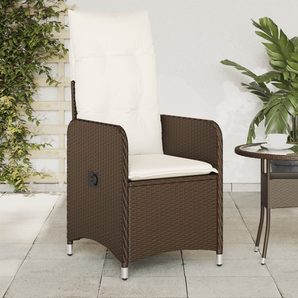 Sedie Reclinabili Giardino 2pz con Cuscini Marrone Polyrattan - homemem39
