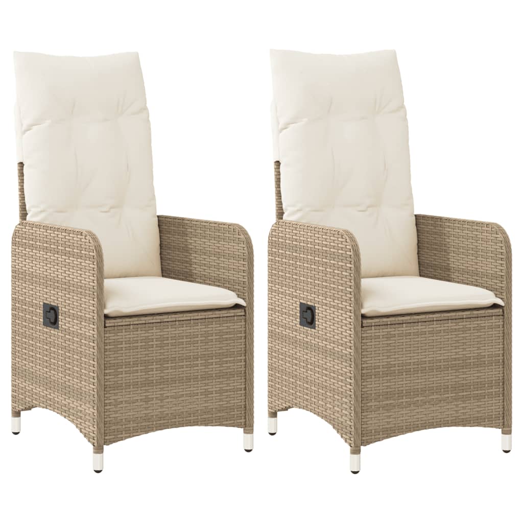 Sedie Reclinabili da Giardino 2pz con Cuscini Beige Polyrattan - homemem39