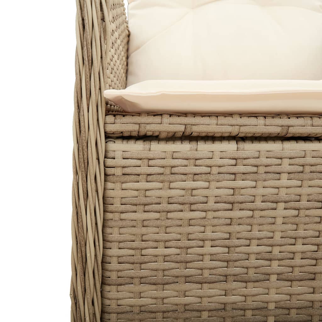 Reclining Garden Chairs 2pcs with Beige Polyrattan Cushions