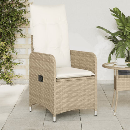 Sedie Reclinabili da Giardino 2pz con Cuscini Beige Polyrattan - homemem39