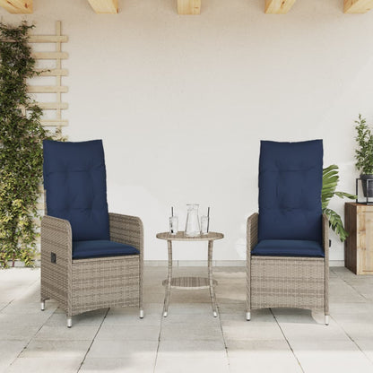 Sedie da giardino reclinabili 2 pz con cuscini grigie in polyrattan - homemem39