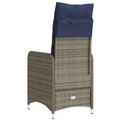Sedie da giardino reclinabili 2 pz con cuscini grigie in polyrattan - homemem39