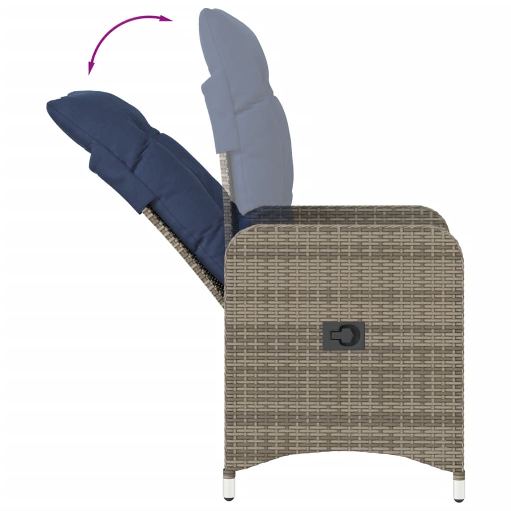 Sedie da giardino reclinabili 2 pz con cuscini grigie in polyrattan - homemem39