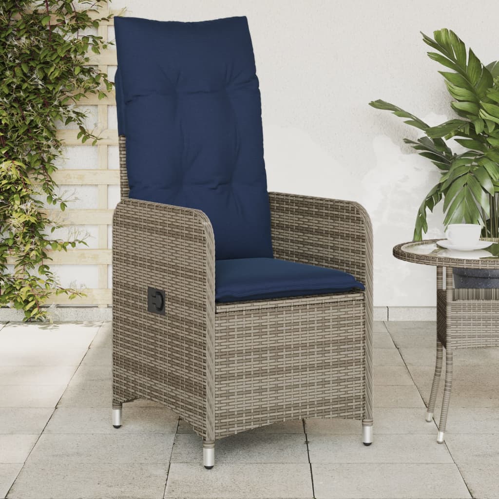 Sedie da giardino reclinabili 2 pz con cuscini grigie in polyrattan - homemem39