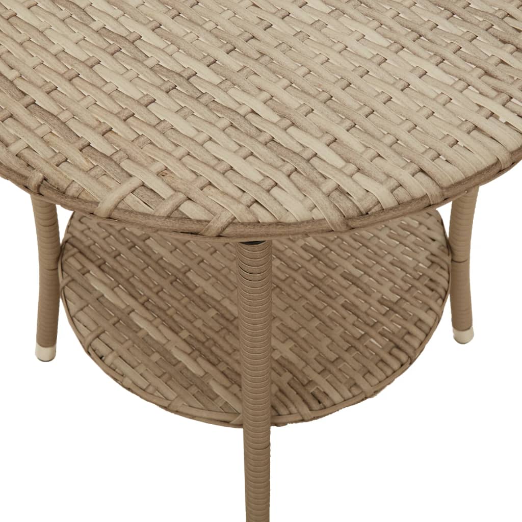 Sedie da Giardino Reclinabili 2pz con Tavolino Polyrattan Beige