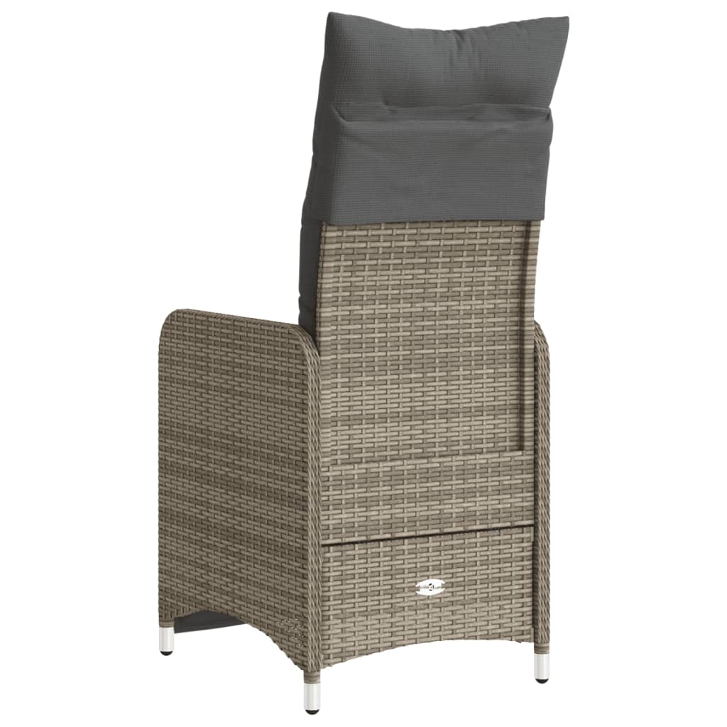 Reclining Garden Chair with Cushions Gray in Polyrattan