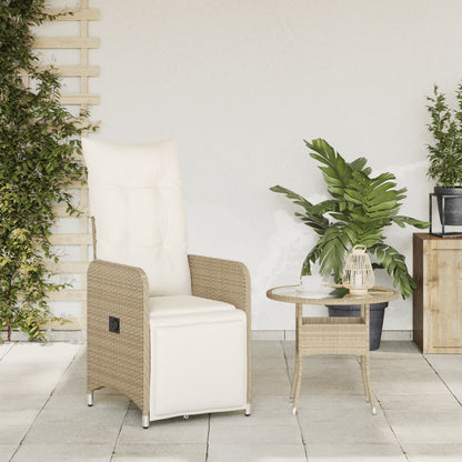 Sedia Reclinabile da Giardino con Cuscini Beige in Polyrattan - homemem39