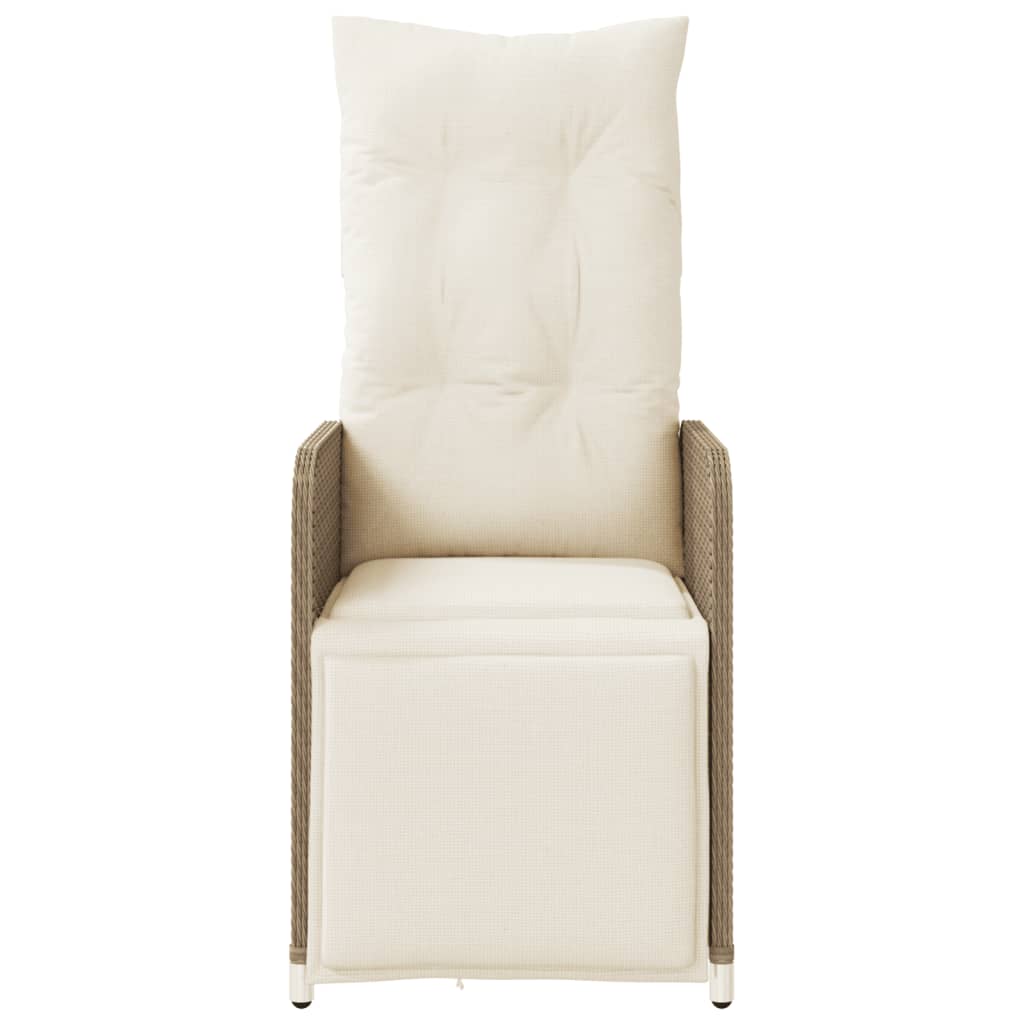 Reclining Garden Chair with Beige Cushions in Polyrattan