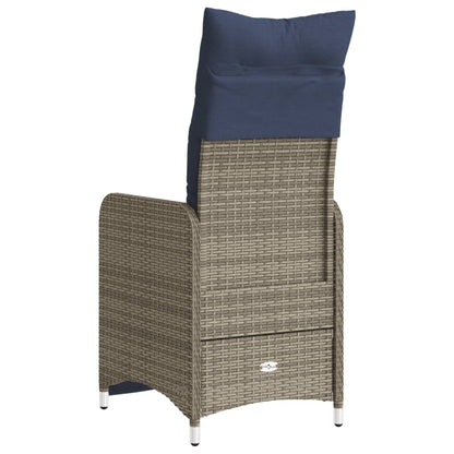 Sedia da giardino reclinabile con cuscini grigia in polyrattan - homemem39