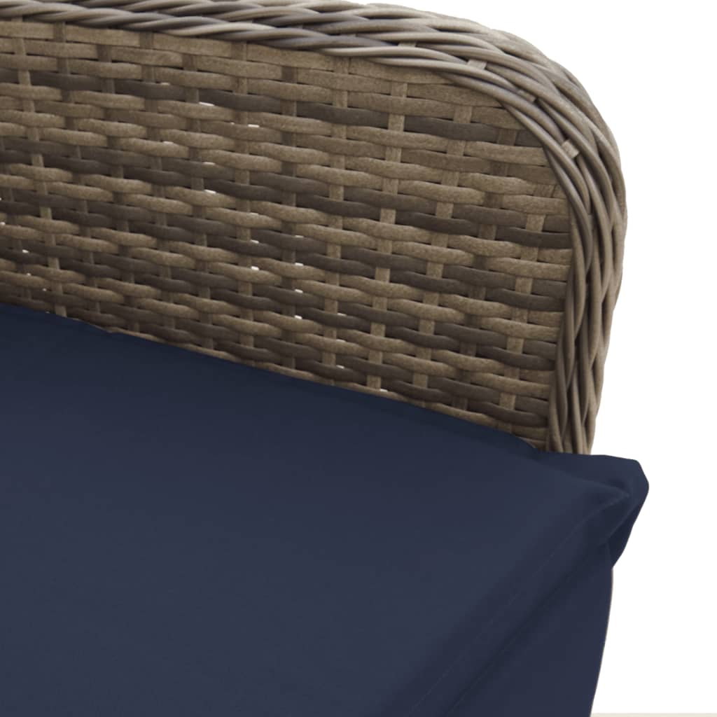 Sedia da giardino reclinabile con cuscini grigia in polyrattan - homemem39