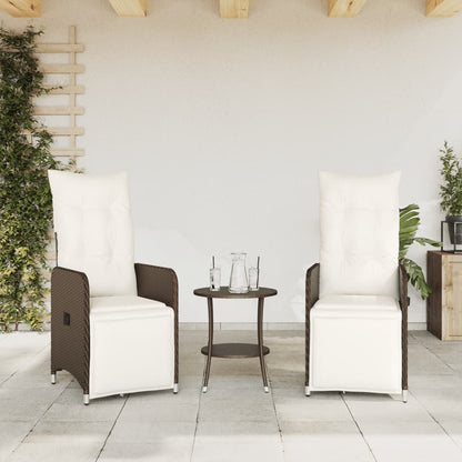 Sedie Reclinabili Giardino 2pz con Cuscini Marrone Polyrattan - homemem39