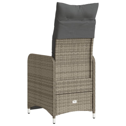 Sedie da Giardino Reclinabili 2 pz e Cuscini Grigio Polyrattan