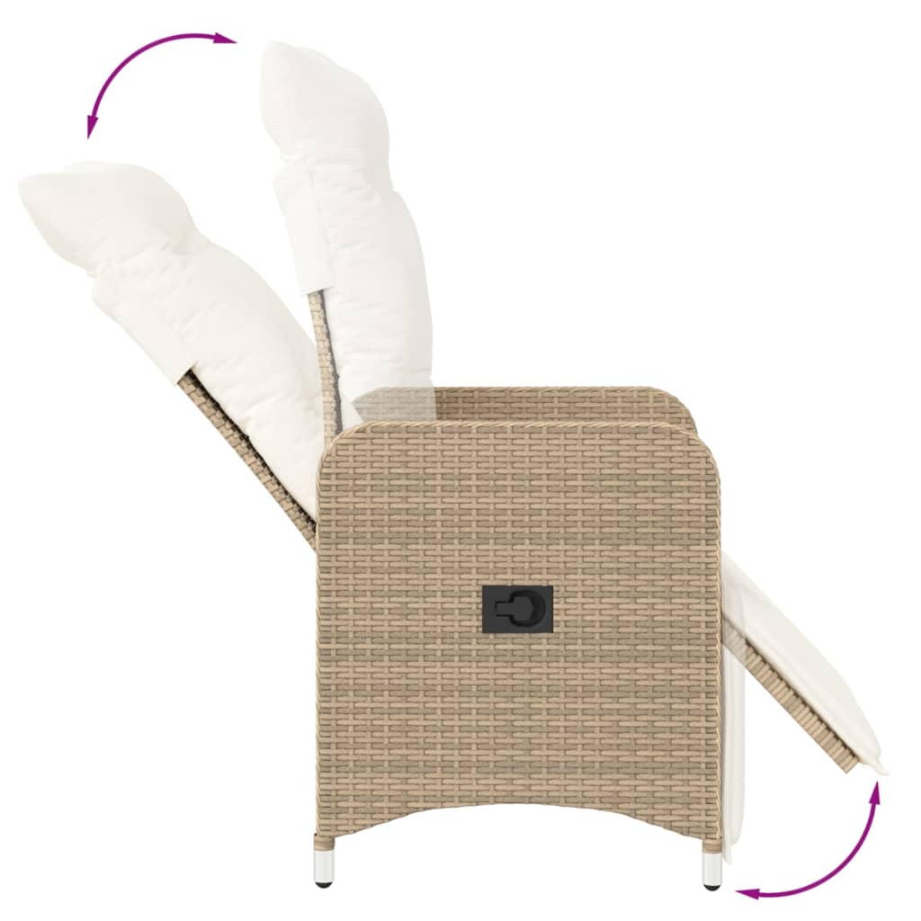 Sedie Reclinabili da Giardino 2pz con Cuscini Beige Polyrattan - homemem39
