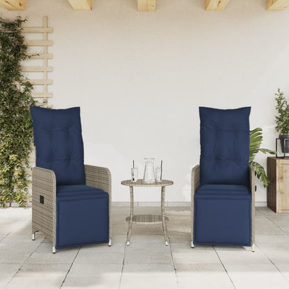 Sedie da giardino reclinabili 2 pz con cuscini grigie in polyrattan - homemem39