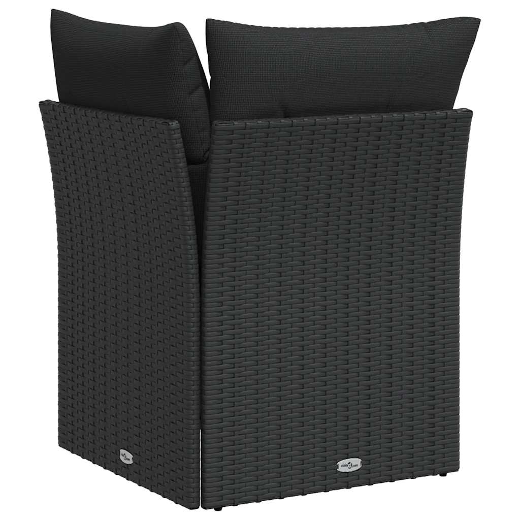 Divano da giardino angolare con cuscini nero in polyrattan | homemem39