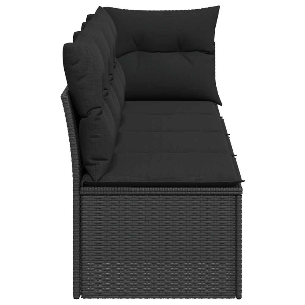 Divano da Giardino con Cuscini a 4 Posti Nero in Polyrattan - homemem39