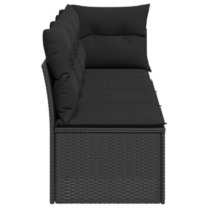 Divano da Giardino con Cuscini a 4 Posti Nero in Polyrattan - homemem39