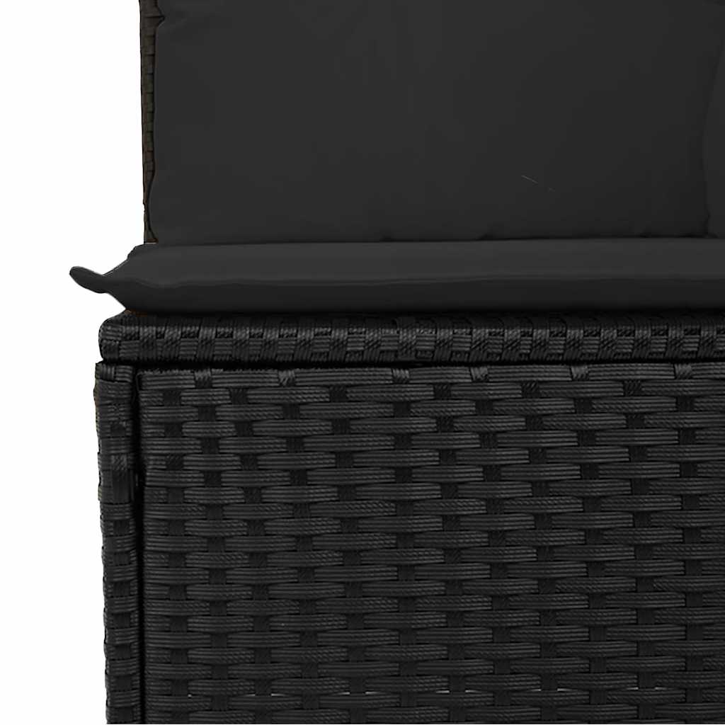 Divano da Giardino con Cuscini a 4 Posti Nero in Polyrattan - homemem39