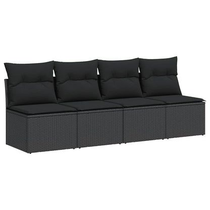 Divano da giardino con cuscini 4 posti nero in polyrattan | homemem39