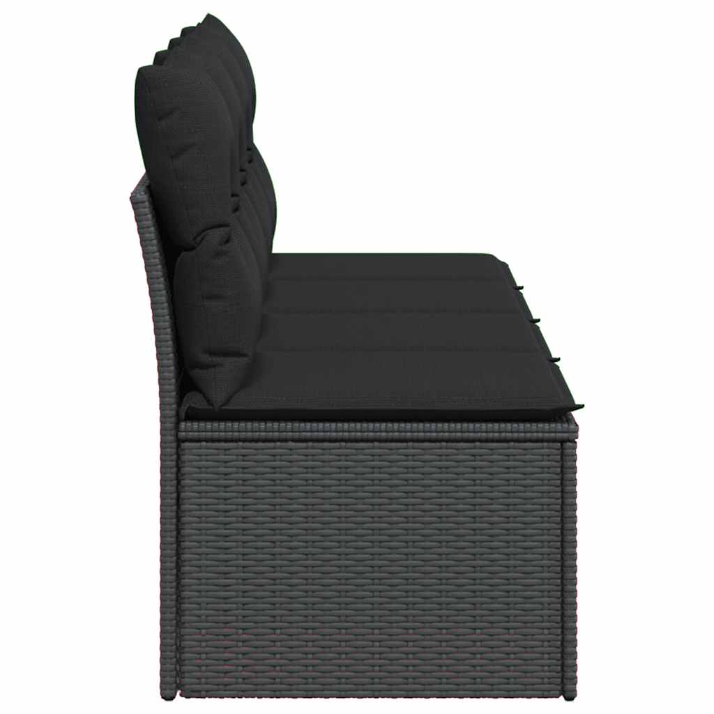 Divano da giardino con cuscini 4 posti nero in polyrattan | homemem39