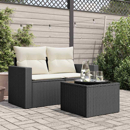 Tavolo da giardino con piano in vetro nero 55x55x37 cm in polyrattan | homemem39