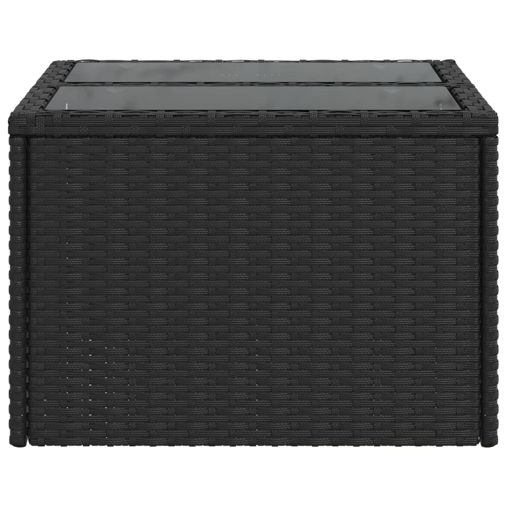 Tavolo da giardino con piano in vetro nero 55x55x37 cm in polyrattan | homemem39