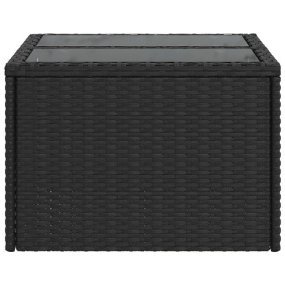 Tavolo da giardino con piano in vetro nero 55x55x37 cm in polyrattan | homemem39
