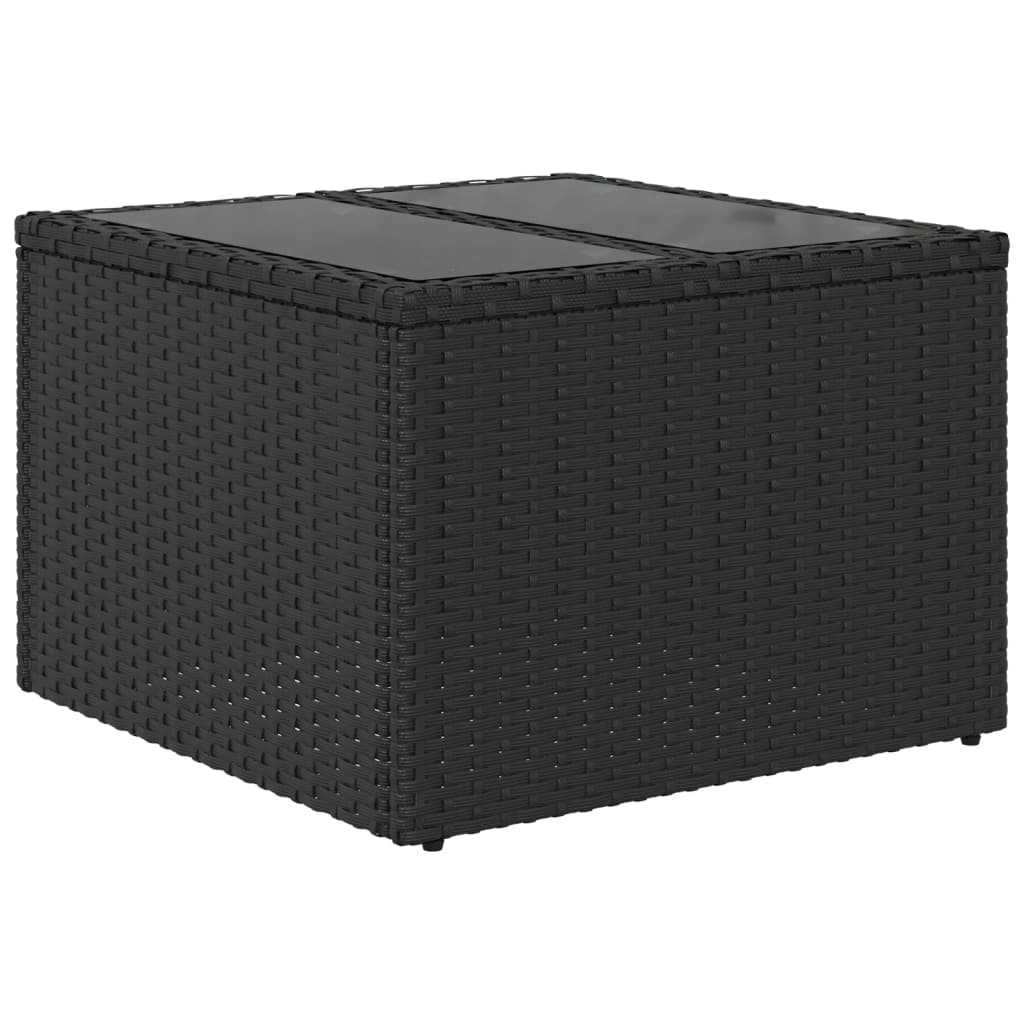 Tavolo da giardino con piano in vetro nero 55x55x37 cm in polyrattan | homemem39
