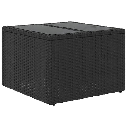 Tavolo da giardino con piano in vetro nero 55x55x37 cm in polyrattan | homemem39