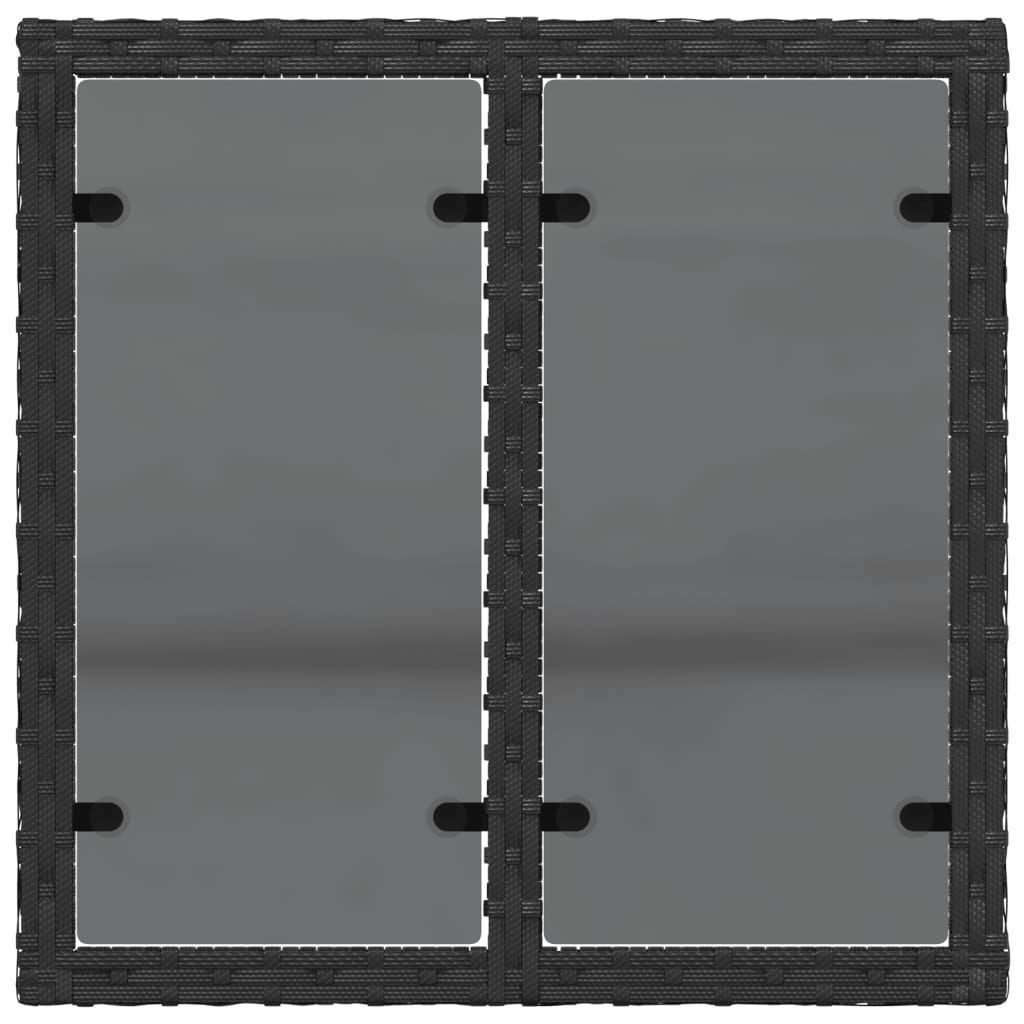 Tavolo da giardino con piano in vetro nero 55x55x37 cm in polyrattan | homemem39
