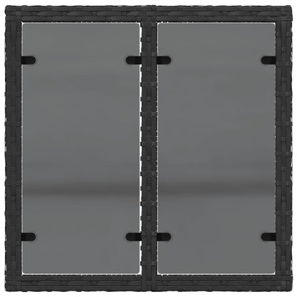 Tavolo da giardino con piano in vetro nero 55x55x37 cm in polyrattan | homemem39