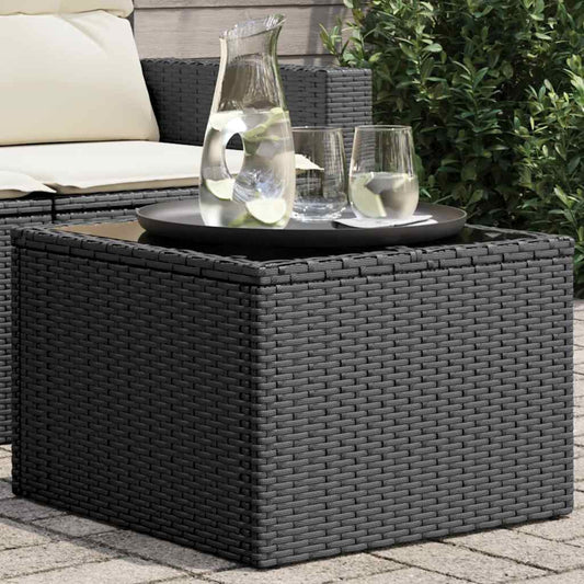 Tavolo da giardino con piano in vetro nero 55x55x37 cm in polyrattan | homemem39