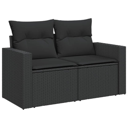 Divano da giardino con cuscini 2 posti nero in polyrattan | homemem39