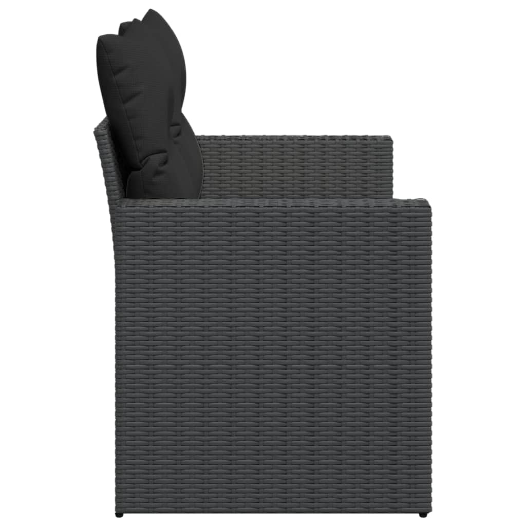 Divano da giardino con cuscini 2 posti nero in polyrattan | homemem39