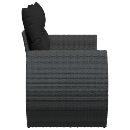 Divano da Giardino con Cuscini a 2 Posti Nero in Polyrattan | homemem39