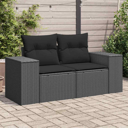 Divano da giardino con cuscini 2 posti nero in polyrattan | homemem39