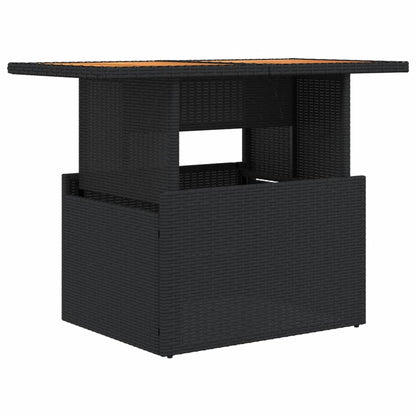 Tavolo da Giardino Nero 100x55x73 cm Polyrattan e Legno Acacia