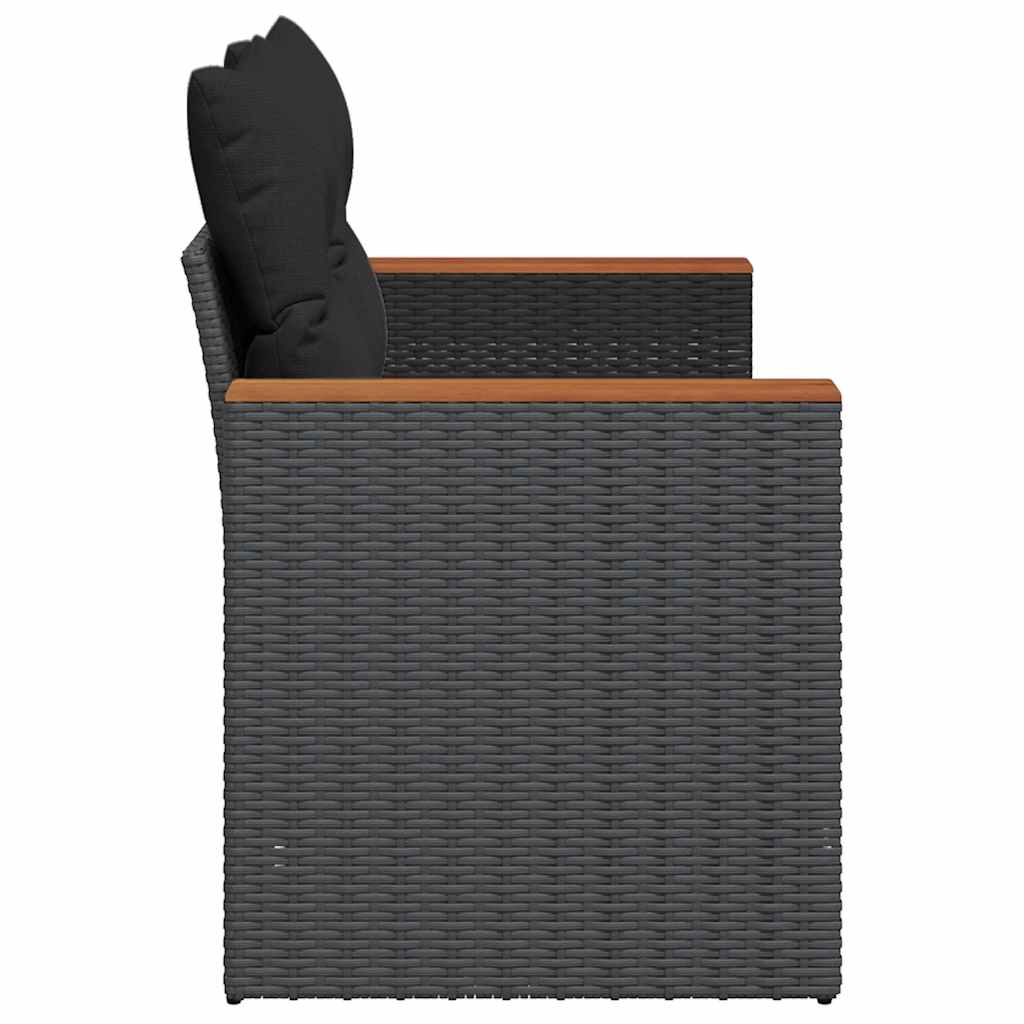 Divano da giardino con cuscini 2 posti nero in polyrattan | homemem39
