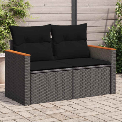 Divano da giardino con cuscini 2 posti nero in polyrattan | homemem39