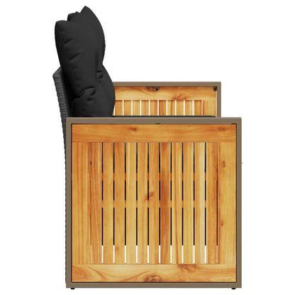 Divano da Giardino con Cuscini a 2 Posti Nero in Polyrattan | homemem39