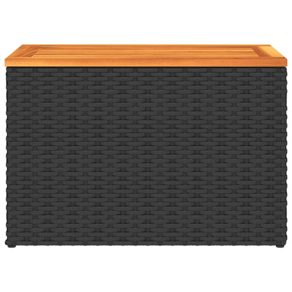 Tavolini Giardino 2pz Neri 55x34x37cm Polyrattan Legno Massello