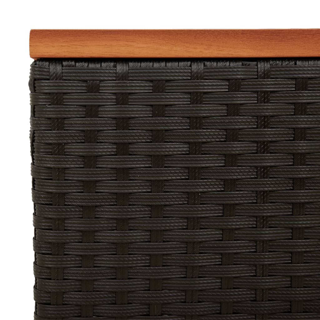 Tavolini Giardino 2pz Neri 55x34x37cm Polyrattan Legno Massello