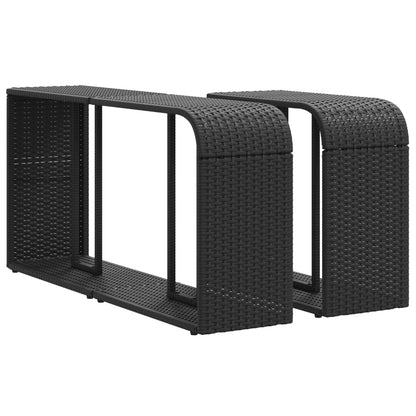 Scaffali Portaoggetti 2 pz in Polyrattan Nero